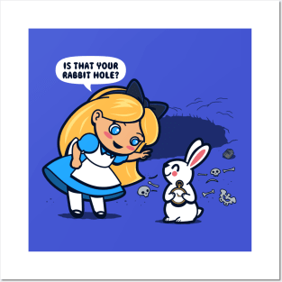 Cute Kawaii Alice in Wonderland Killer Rabbit Vintage Cartoon Mashup Posters and Art